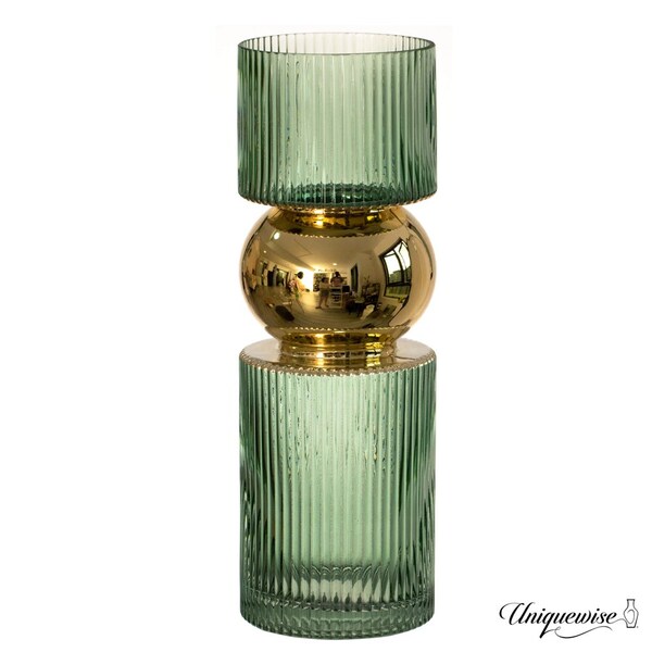Uniquewise 14-Inch Decorative Green Tall Glass Vase - Modern Minimalist Decor for Parties, and Special - QI004735.GN.L
