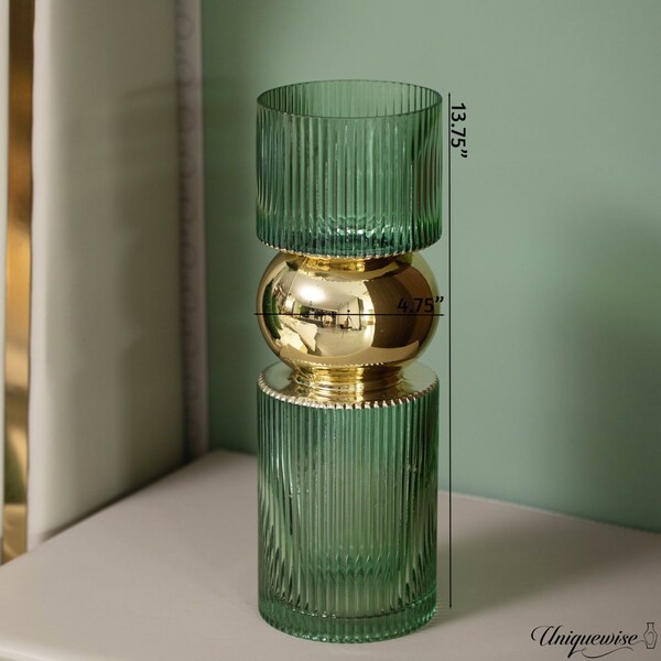 Uniquewise 14-Inch Decorative Green Tall Glass Vase - Modern Minimalist Decor for Parties, and Special - QI004735.GN.L
