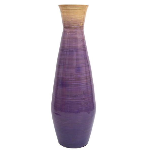 Uniquewise 28" Classic Bamboo Floor Vase Handmade, For Dining, Living Room, Entryway, Glossy Purple - QI003242.M.PUR