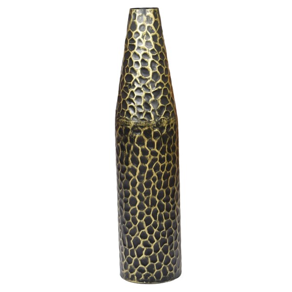 Uniquewise Hammered Metal Decorative Centerpiece Flower Table Vase Two Tone Black and Gold 20 Inch - QI004130.L