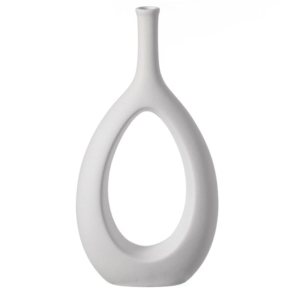 Uniquewise Contemporary White Ceramic Unique Shaped Flower Table Vase Centerpiece, 11 Inch - QI004363.L.WT
