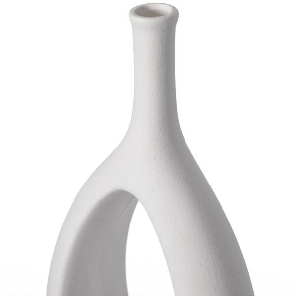 Uniquewise Contemporary White Ceramic Unique Shaped Flower Table Vase Centerpiece, 11 Inch - QI004363.L.WT