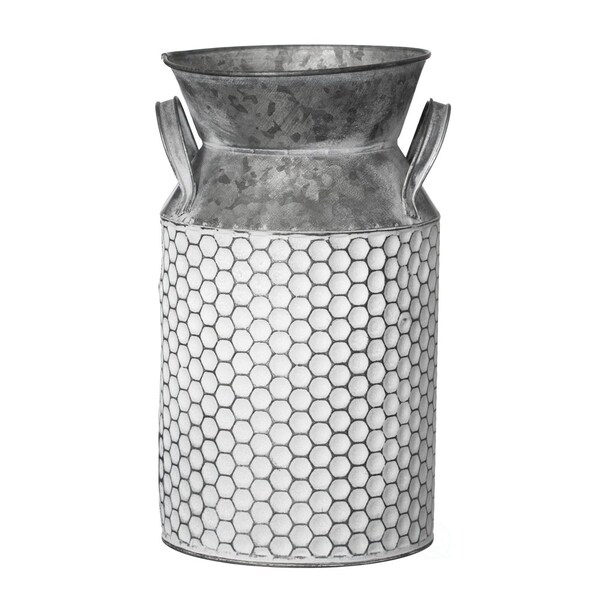 Vintiquewise 11-Inch Vintage Farmhouse Decorative Milk Bucket Vase - Rustic French Country Decor Jug with - QI004780