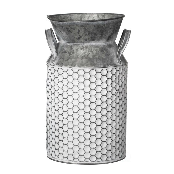 Vintiquewise 11-Inch Vintage Farmhouse Decorative Milk Bucket Vase - Rustic French Country Decor Jug with - QI004780