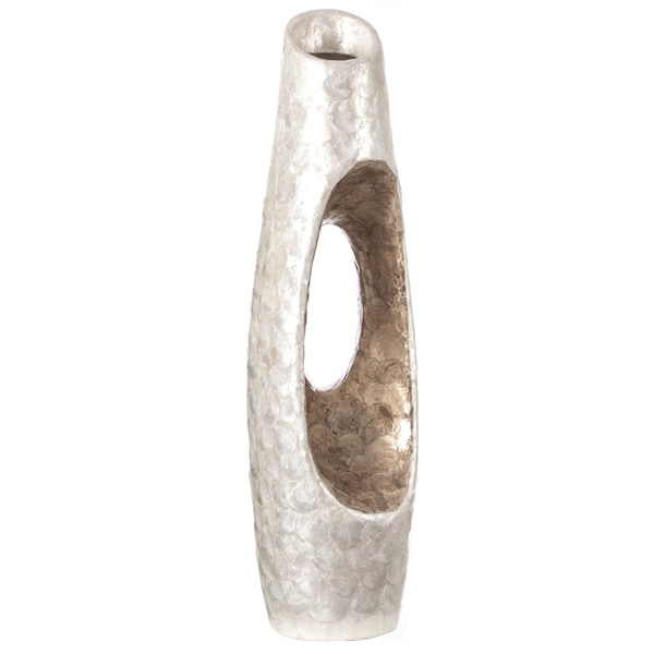 Uniquewise Modern Unique White Floor Flower Vase with Gold Interior for Living, Entryway or Dining, 43 inch - QI004199