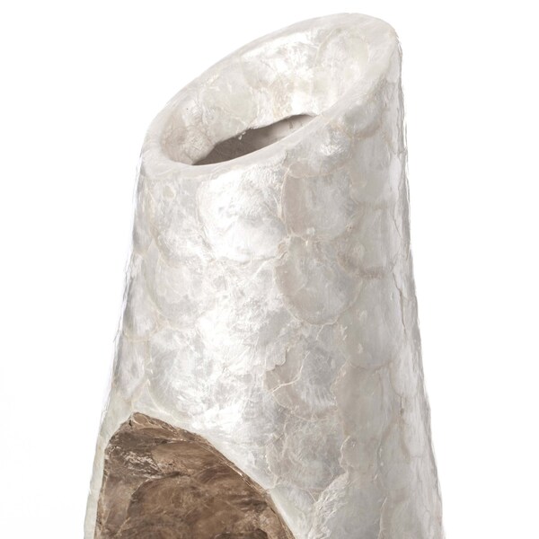Uniquewise Modern Unique White Floor Flower Vase with Gold Interior for Living, Entryway or Dining, 43 inch - QI004199