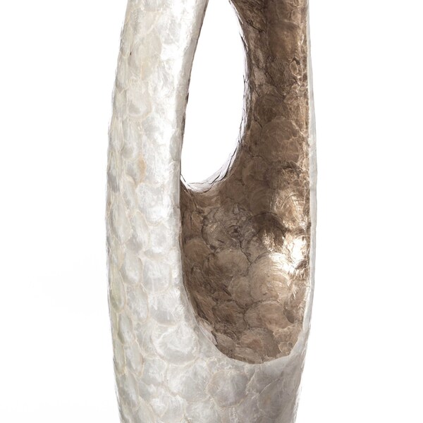 Uniquewise Modern Unique White Floor Flower Vase with Gold Interior for Living, Entryway or Dining, 43 inch - QI004199