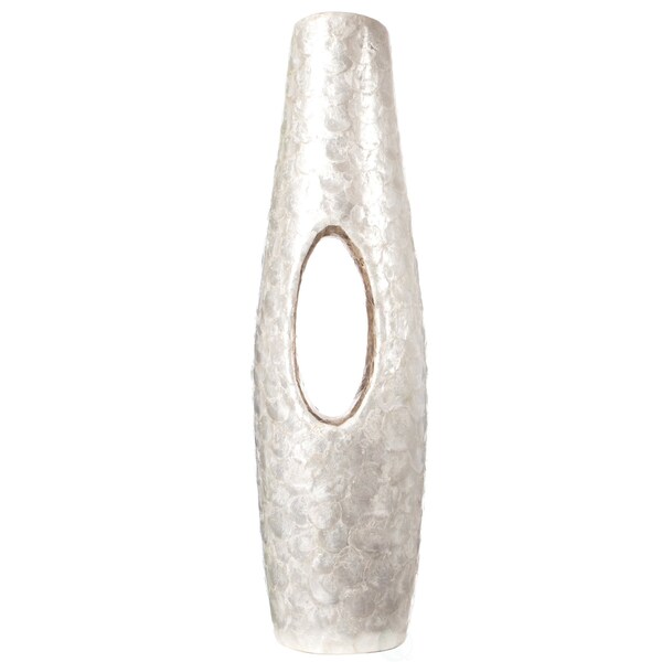 Uniquewise Modern Unique White Floor Flower Vase with Gold Interior for Living, Entryway or Dining, 43 inch - QI004199