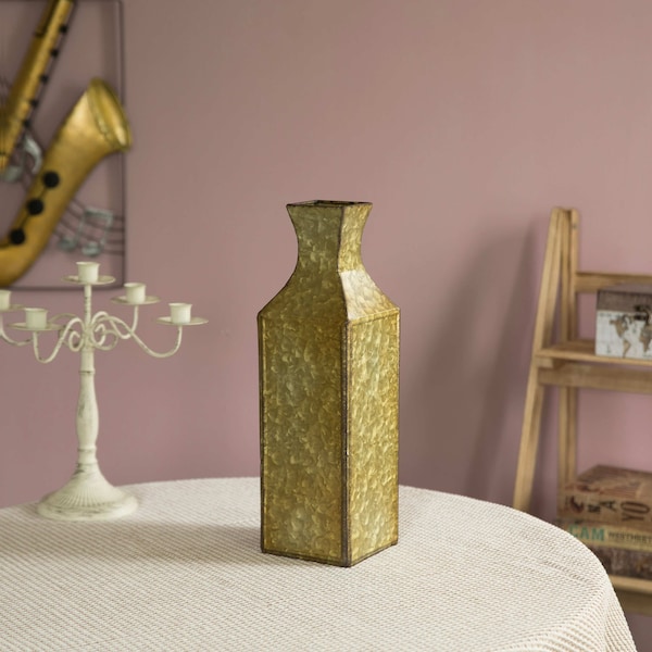 Uniquewise Antique Style Metal Bottle Shape Gold Floor Vase for Entryway, Living Room or Dining Room, Small - QI004442.S