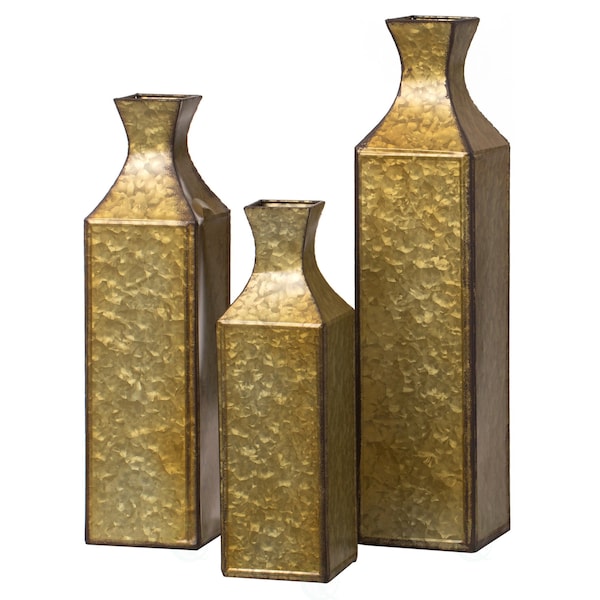 Uniquewise Antique Style Metal Bottle Shape Gold Floor Vase for Entryway, Living Room or Dining Room, Small - QI004442.S