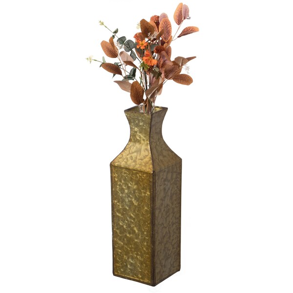 Uniquewise Antique Style Metal Bottle Shape Gold Floor Vase for Entryway, Living Room or Dining Room, Small - QI004442.S