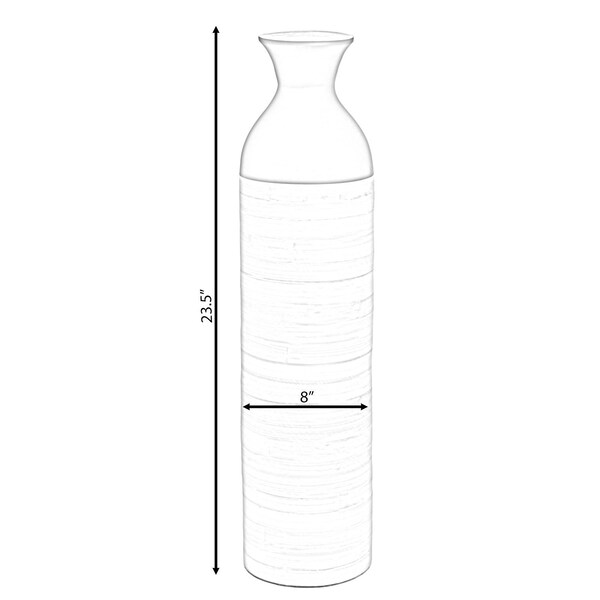 Uniquewise Cylinder Shaped Tall Spun Bamboo Floor Vase Glossy Black Lacquer and Natural Bamboo Finish, Small - QI003455BKN.S