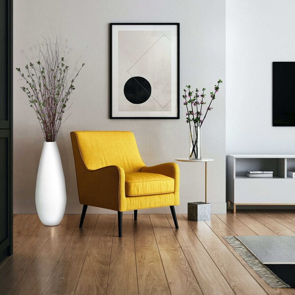 Uniquewise 31.5" Spun Bamboo Modern Metallic Tall Floor Vase, White - QI003354WT.L