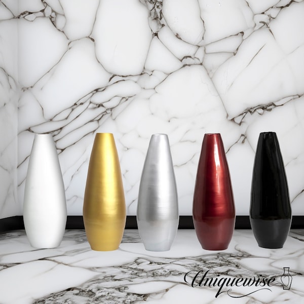 Uniquewise 31.5" Spun Bamboo Modern Metallic Tall Floor Vase, White - QI003354WT.L