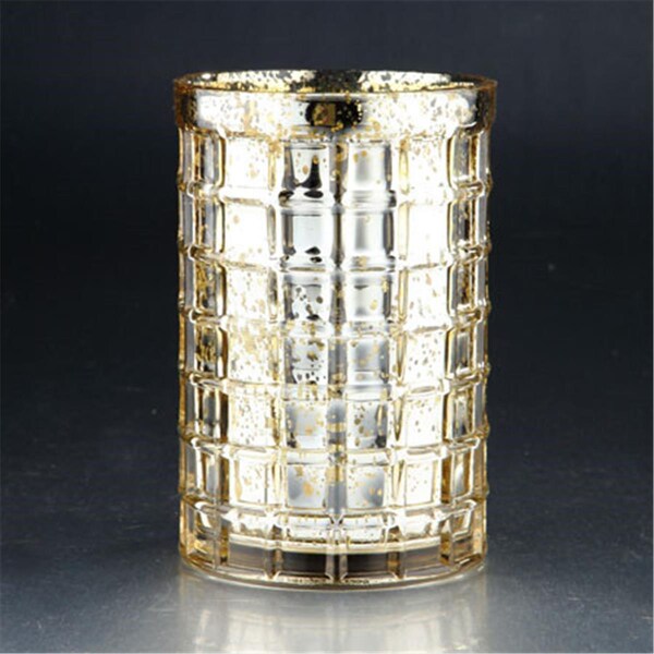 Diamond Star 7.5 x 5 in. Glass Vase, Gold - 57053