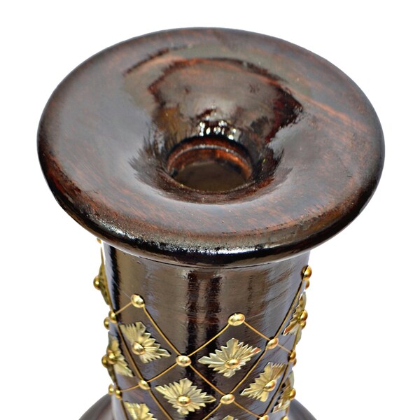 Uniquewise Antique Decorative Hand Curved Brown Mango Wood Floor Flower Vase with Unique Textured Pattern, 37" - QI004010