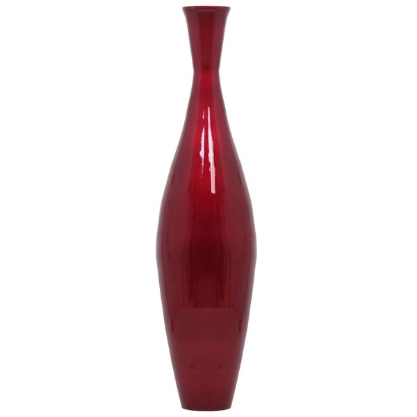 Colocar 11 x 43 in. Modern Bamboo Narrow Trumpet Floor Vase with Metallic Finish, Red - CO2641902