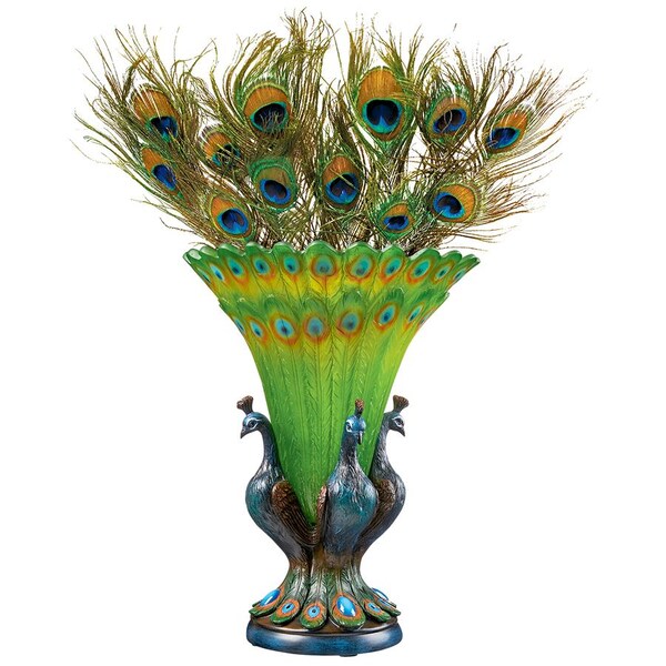 Design Toscano Grand Plumage Peacock Sculptural Vase - KY1043