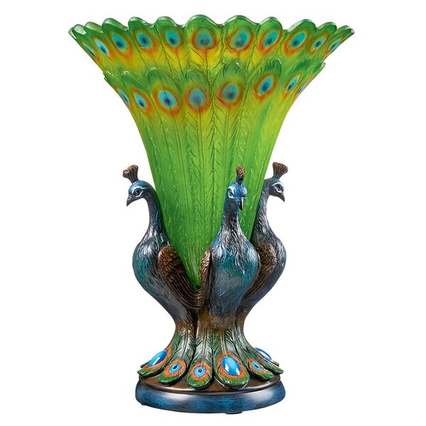 Design Toscano Grand Plumage Peacock Sculptural Vase - KY1043
