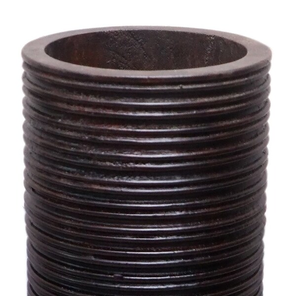 Uniquewise Brown Decorative Contemporary Mango Wood Ribbed Design Cylinder Shaped Floor Vase, 30 Inch - QI004432.M