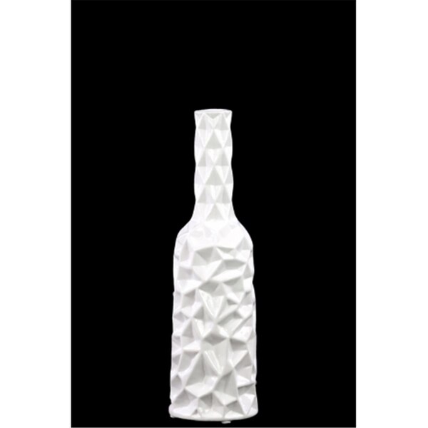 Urban Trends Collection Ceramic Round Bottle Vase With Wrinkled Sides, Medium - White - 24443