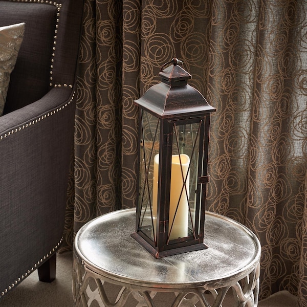 Smart Solar Smart Living 16 in. Glass/Metal Siena LED Candle Lantern Bronze - 84036-LC