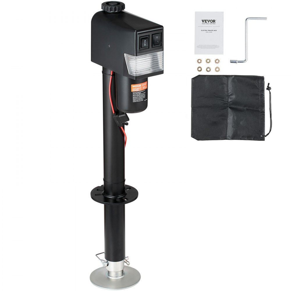 VEVOR Electric Trailer Jack, Power Tongue Jack Weight Capacity 3500 lbs, 9.84"-33.85" Electric Tongue Jack with Waterproof Cover for Lifting RV Trailer, Horse Trailer, Utility Trailer, Yacht Trailer - DDTCQJ3500LBS97VPV9