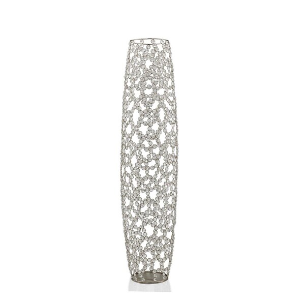 Palacedesigns 40 in. Bling Faux Crystal Abstract Twigs Barrel Floor Vase, Silver & Clear - PA3096510