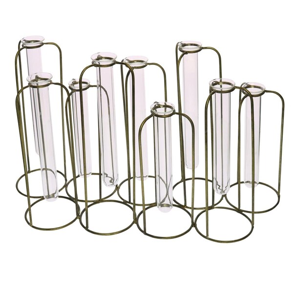 Homeroots Burnished Gold Test Tube Cluster Vase - 384119