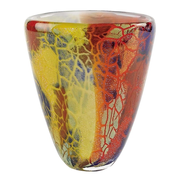 Homeroots 8 in. Multicolor Art Glass Oval Vase - 375778