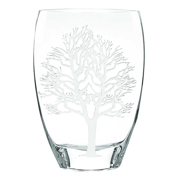 Palacedesigns 12 in. Mouth Blown Frosted Crystal European Made Tree of Life Vase - PA3094882