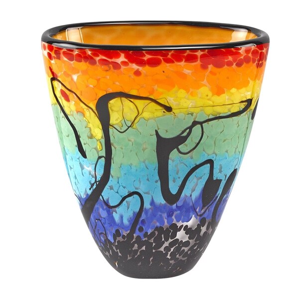 Homeroots 7.5 in. Mouth Blown Art Glass Oval Vase - 375796