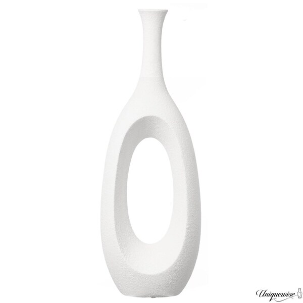 Uniquewise 44-Inch Frosted White Fiberglass Tall Floor Vase - Decorative Vase for Modern Home Decor - QI004677.L