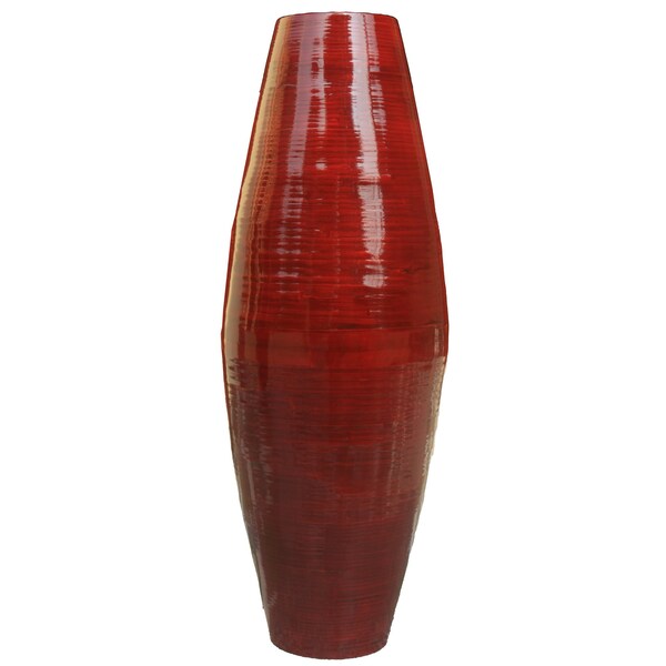 Uniquewise Bamboo Cylinder Floor Vase-Handcrafted Tall Decorative Vase-Ideal for Dining Room, Living Room, 37" Red - QI003245.R.L