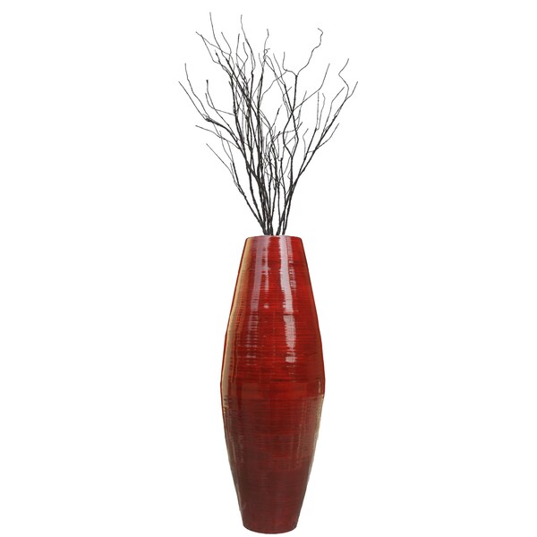 Uniquewise Bamboo Cylinder Floor Vase-Handcrafted Tall Decorative Vase-Ideal for Dining Room, Living Room, 37" Red - QI003245.R.L