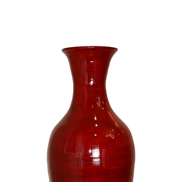 Uniquewise Red Modern 37 inch Tall Classic Bamboo Floor Vase Handmade for Dried Flowers Branches Fillers - QI003243.N
