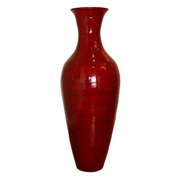 Uniquewise Red Modern 37 inch Tall Classic Bamboo Floor Vase Handmade for Dried Flowers Branches Fillers - QI003243.N