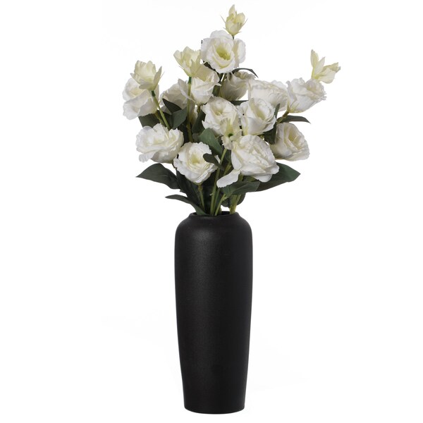 Uniquewise Contemporary Black Ceramic Cylinder Shaped Table Flower Vase Holder, 10.5 Inch - QI004365.L