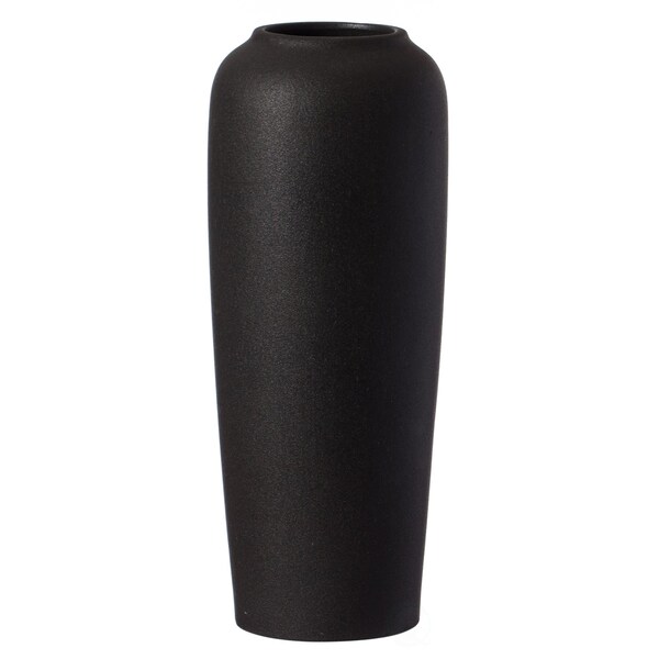 Uniquewise Contemporary Black Ceramic Cylinder Shaped Table Flower Vase Holder, 10.5 Inch - QI004365.L