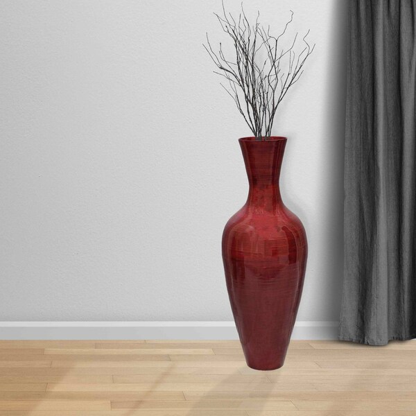 Uniquewise Elegant 3-Piece Tall Floor Vase Set - Glossy White, Black, and Red - 37.5in High, 14in - QI003713.3