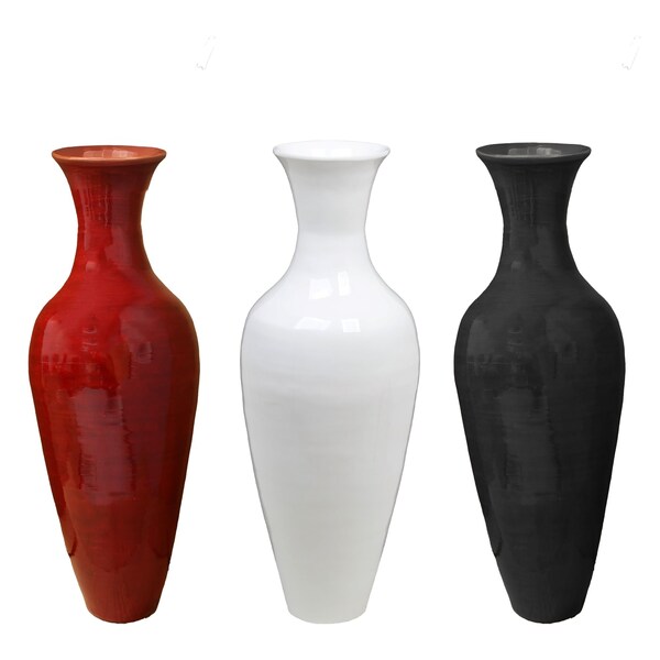 Uniquewise Elegant 3-Piece Tall Floor Vase Set - Glossy White, Black, and Red - 37.5in High, 14in - QI003713.3