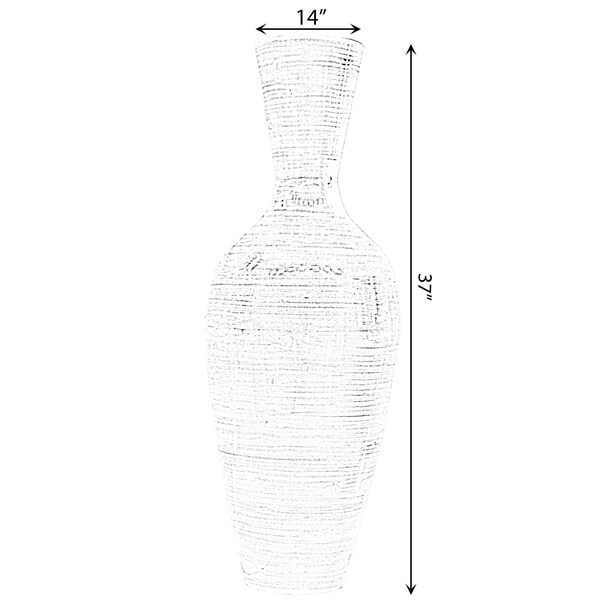 Uniquewise Elegant 3-Piece Tall Floor Vase Set - Glossy White, Black, and Red - 37.5in High, 14in - QI003713.3