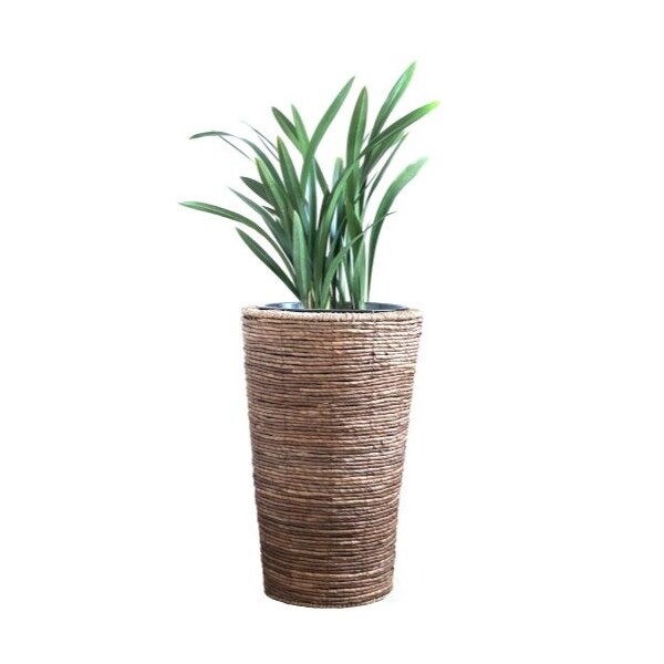 Vintiquewise Banana Rope Wicker Indoor Planter Pot with Metal Pot Insert, Large - QI003632.L