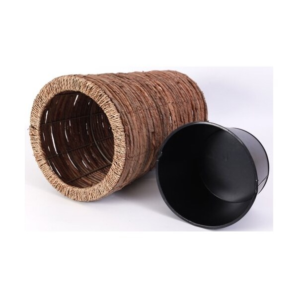 Vintiquewise Banana Rope Wicker Indoor Planter Pot with Metal Pot Insert, Large - QI003632.L