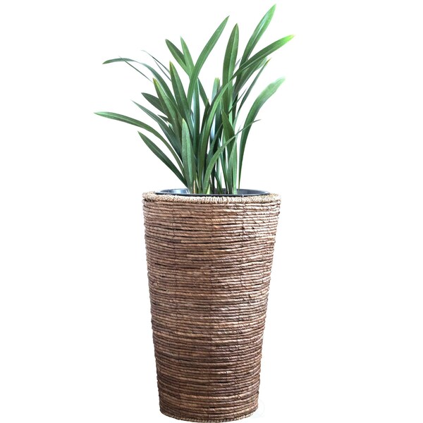 Vintiquewise Banana Rope Wicker Indoor Planter Pot with Metal Pot Insert, Large - QI003632.L