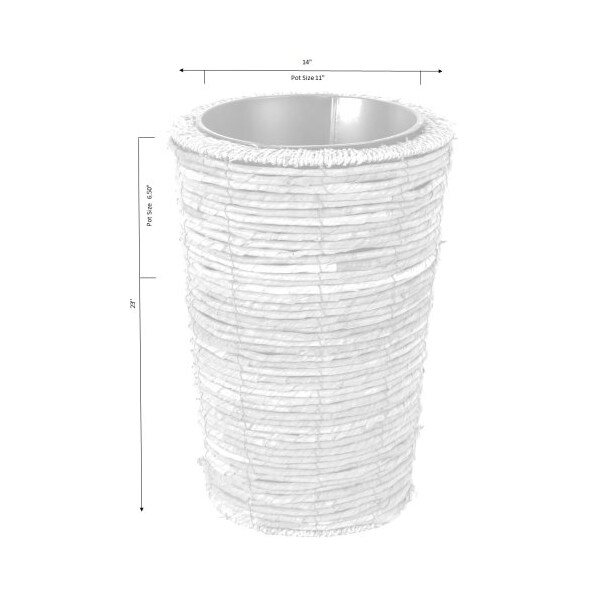 Vintiquewise Banana Rope Wicker Indoor Planter Pot with Metal Pot Insert, Large - QI003632.L