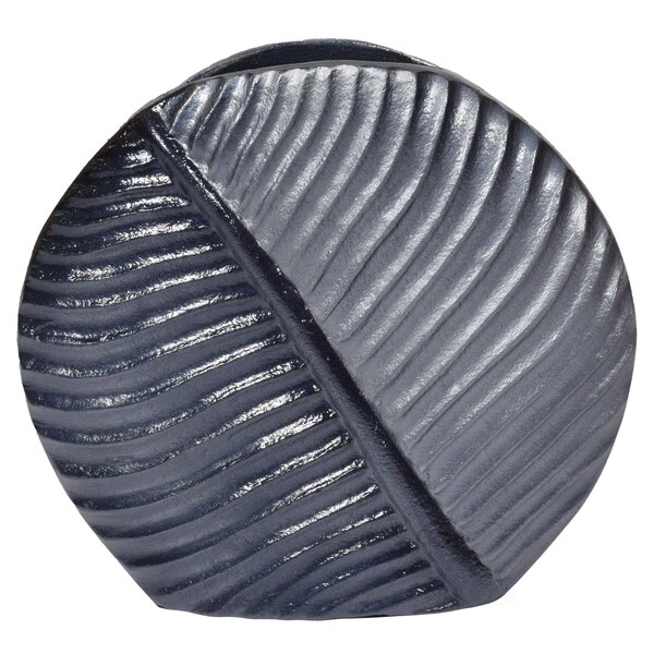 Uniquewise Aluminium-Casted Leaf Shaped Centerpiece Flower Table Vase, Two Tone Grey 7.5 Inch - QI004131