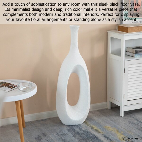Uniquewise 36-Inch Frosted White Fiberglass Tall Floor Vase - Decorative Vase for Modern Home Decor - QI004677.M