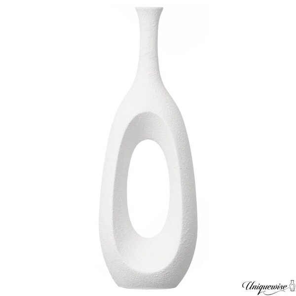Uniquewise 36-Inch Frosted White Fiberglass Tall Floor Vase - Decorative Vase for Modern Home Decor - QI004677.M