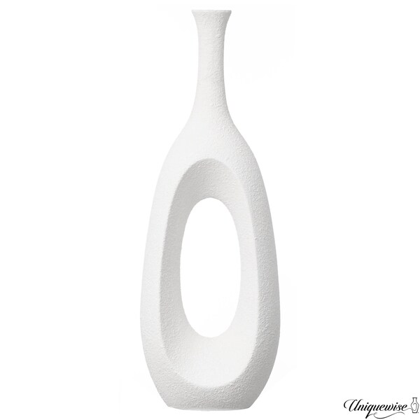 Uniquewise 36-Inch Frosted White Fiberglass Tall Floor Vase - Decorative Vase for Modern Home Decor - QI004677.M